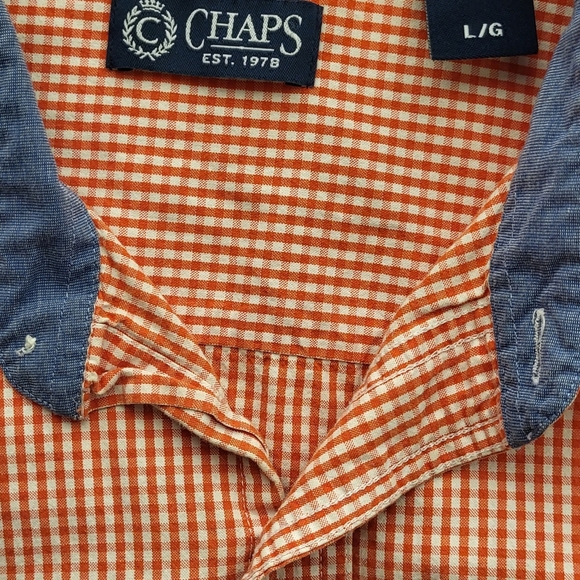 Chaps 1978 orange/white button-down size Large - Picture 4 of 5